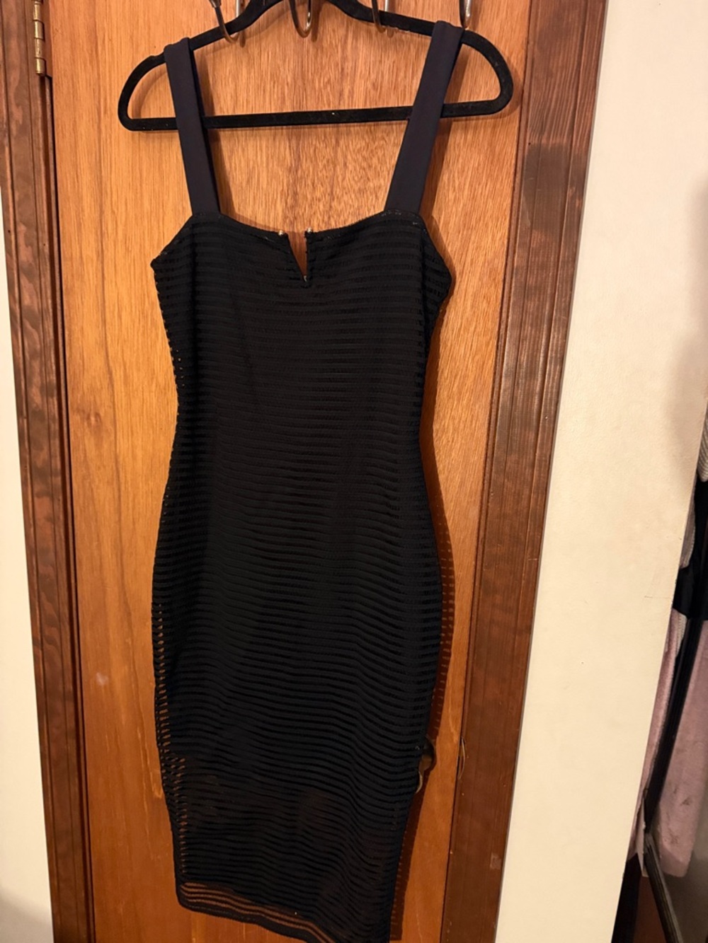 Good American Black Mesh Bodycon Cocktail Dress (size S)